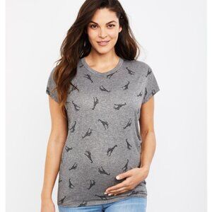 A Pea In the Pod Women's Maternity Small Gray Giraffe Print Short Sleeve T-Shirt